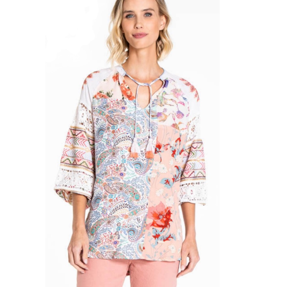 John Mark Peasant Tassle Tie Top